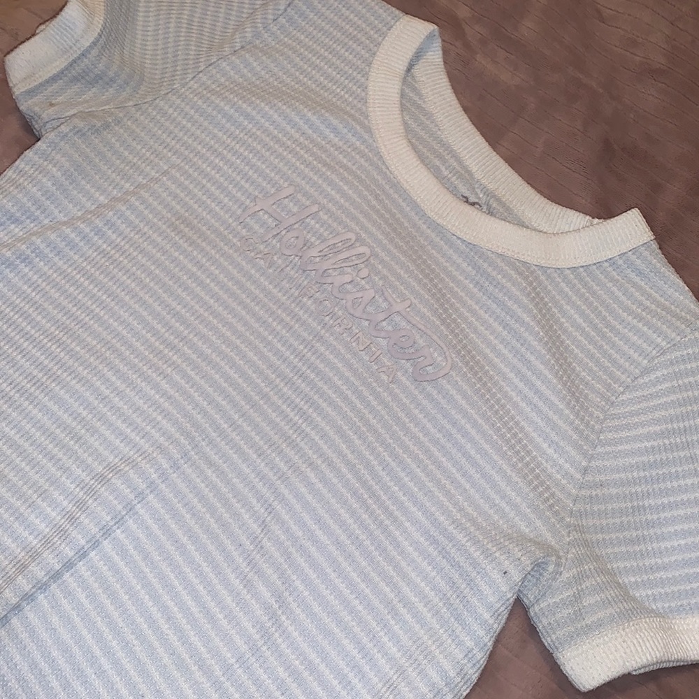 a white and blue shirt